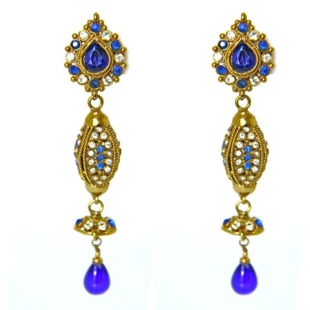 Ethnic Blue Long Earrings